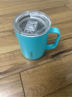 Corkcicle Aqua Blue Insulated Travel coffee Mug with Clear Lid new with tags